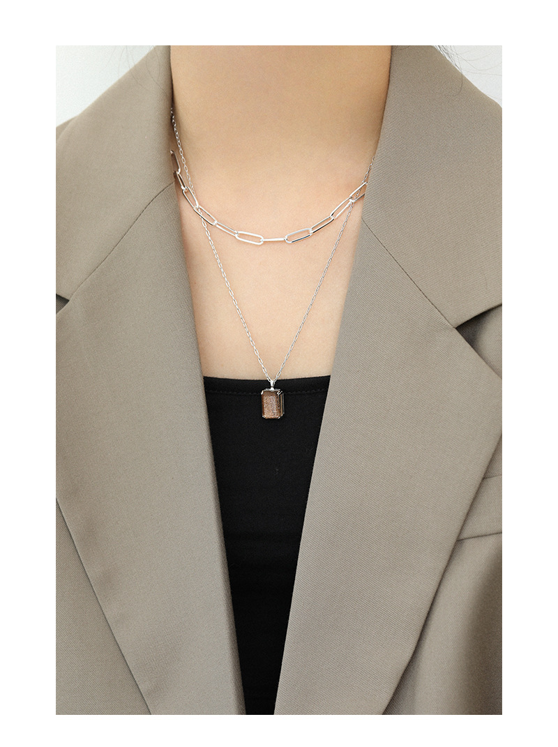 Korean Geometric Chain Clavicle S925 Sterling Silver Necklace Female display picture 4