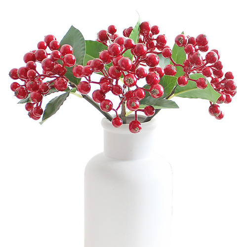 Soft Rubber Simulation Flowers Small Berries 32-Head Plastic Flowers Artificial Christmas Small Berries Blueberry Fruit Simulation Plants Good Quality