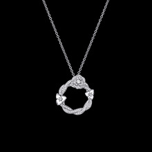 欧美s925纯银镂空立体玫瑰花镶钻项链 气质款玫瑰花项链