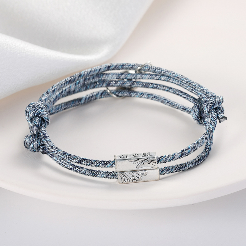 Fashion Round Alloy Rope Plating Couple Bracelets 2 Pieces display picture 1