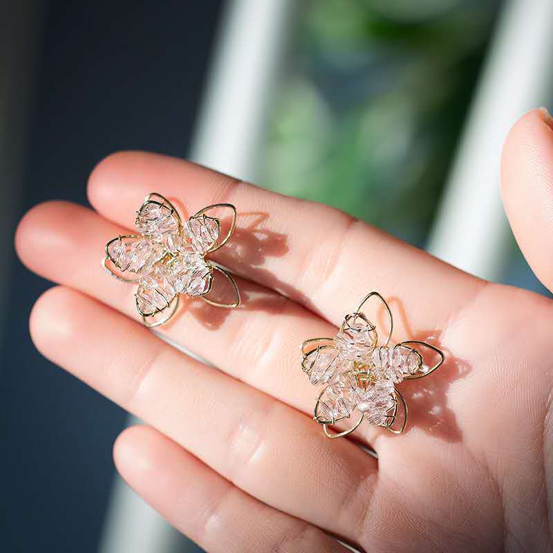 Bijoux En Gros 1 Paire Dame Fleur Cristal Artificiel Boucles D'oreilles display picture 2