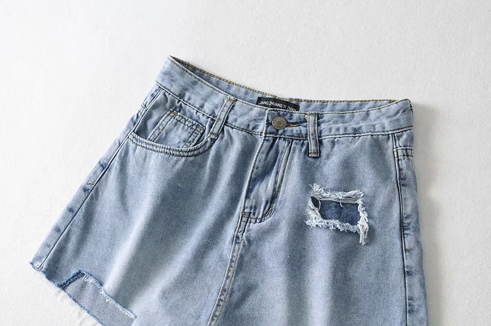 Ripped Frayed Casual Denim Shorts NSAC14467