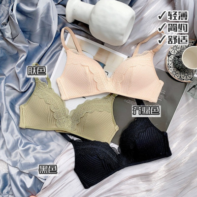 性感蕾丝内衣女无钢圈薄款大学生聚拢大胸显小少女文胸夏季小胸罩