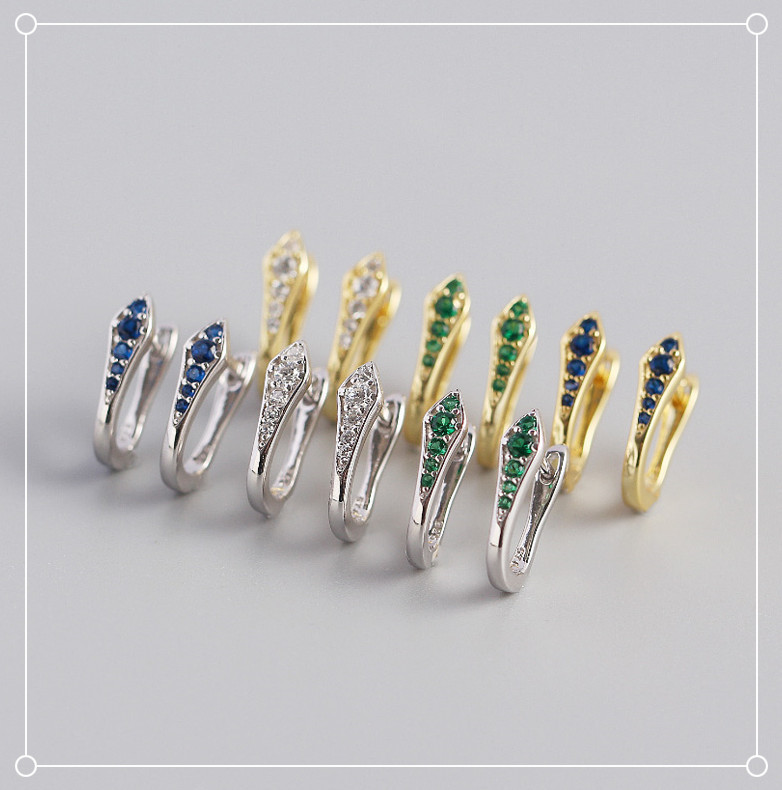 2g Weight S925 Sterling Silver U-shaped Color Zirconium Earrings Wholesale Nihaojewelry