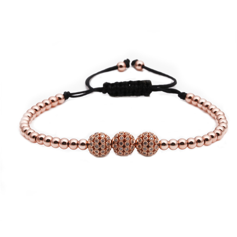 Explosion Style Copper Zircon Woven Adjustable Bracelet Copper Micro Inlay Zc Diamond Ball Bracelet display picture 4