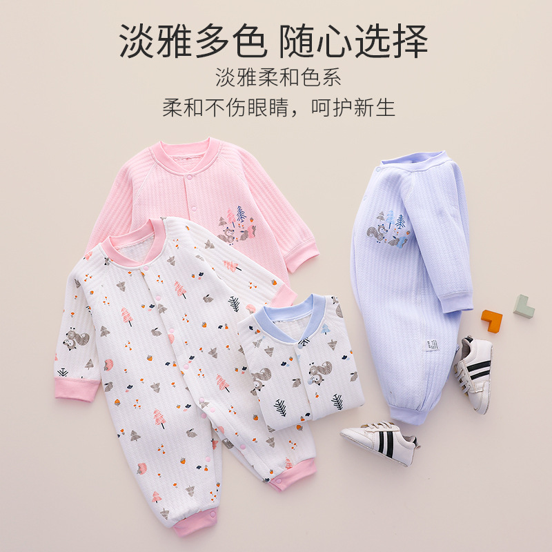 婴儿连体衣纯棉保暖哈衣新生儿无骨内衣厂家直供一件代发ins爆款