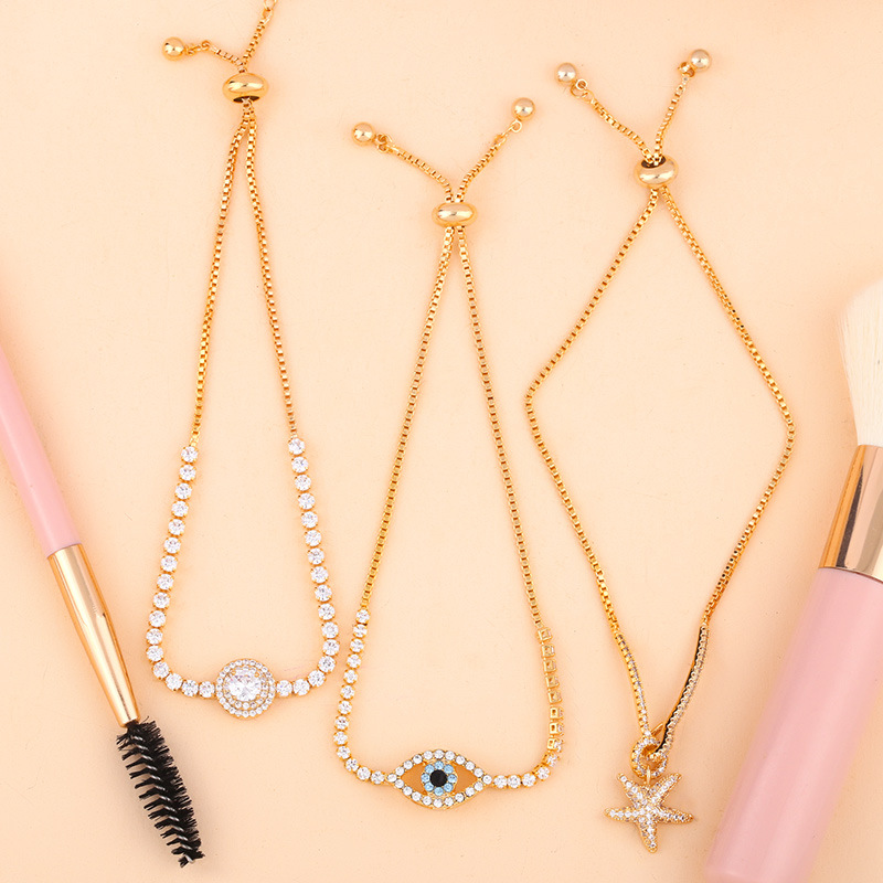 Fashion zircon crystal pull bracelet female starfish bracelet adjustable bracelet