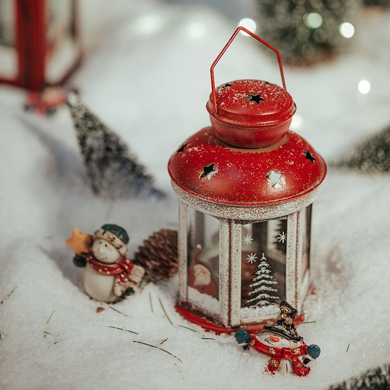 Retro estilo americano decoración de lámpara de viento a prueba de viento candelabros colgantes decoración de navidad muñeco de nieve viejo