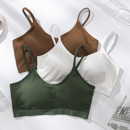 [Factory direct sales] Pure cotton all-in-one pure cotton back-beautiful underwear push-up beautiful back camisole sports wrap tube top