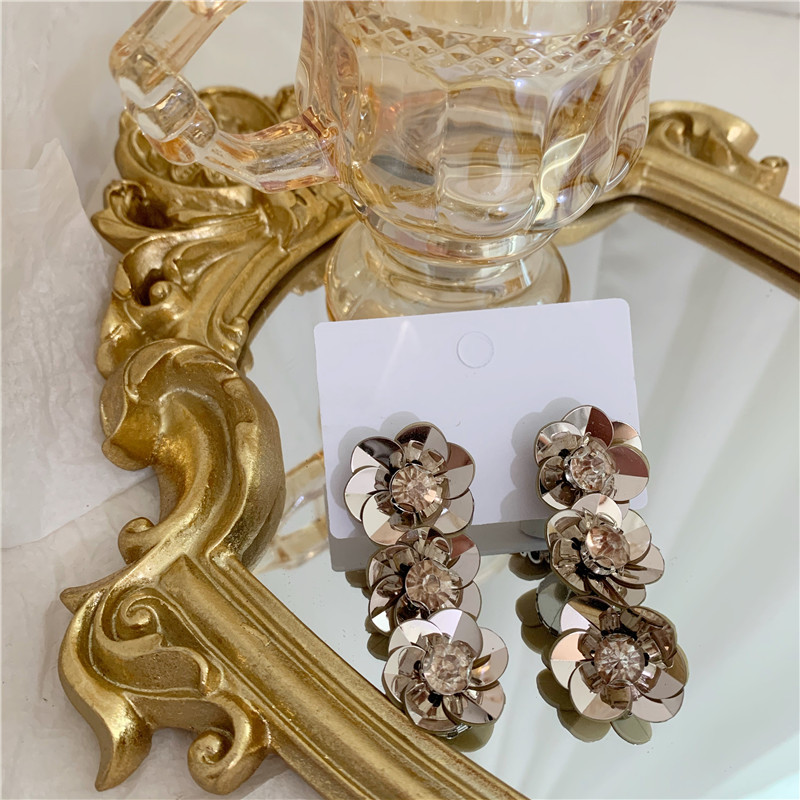 fashion style jewelry baroque vintage acrylic flower petals purple diamond long earrings wholesale nihaojewelrypicture8