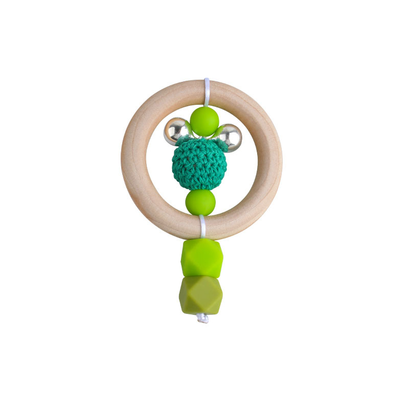 Nuevo DIY creativo Rana Hemu anillo infantil mano palo sonajero juguete mordedor de silicona teether stick