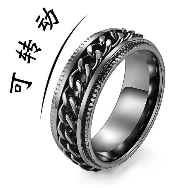 Chain, men's ring hip-hop style stainless steel, decorations, Korean style, internet celebrity