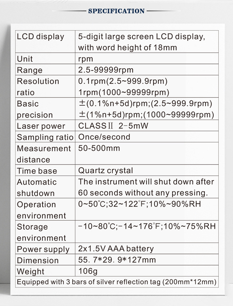 Biaozhi Gm8905 Laser Tachometer Non-Contact Photoelectric Tachometer Engine Speedometer Tachometer