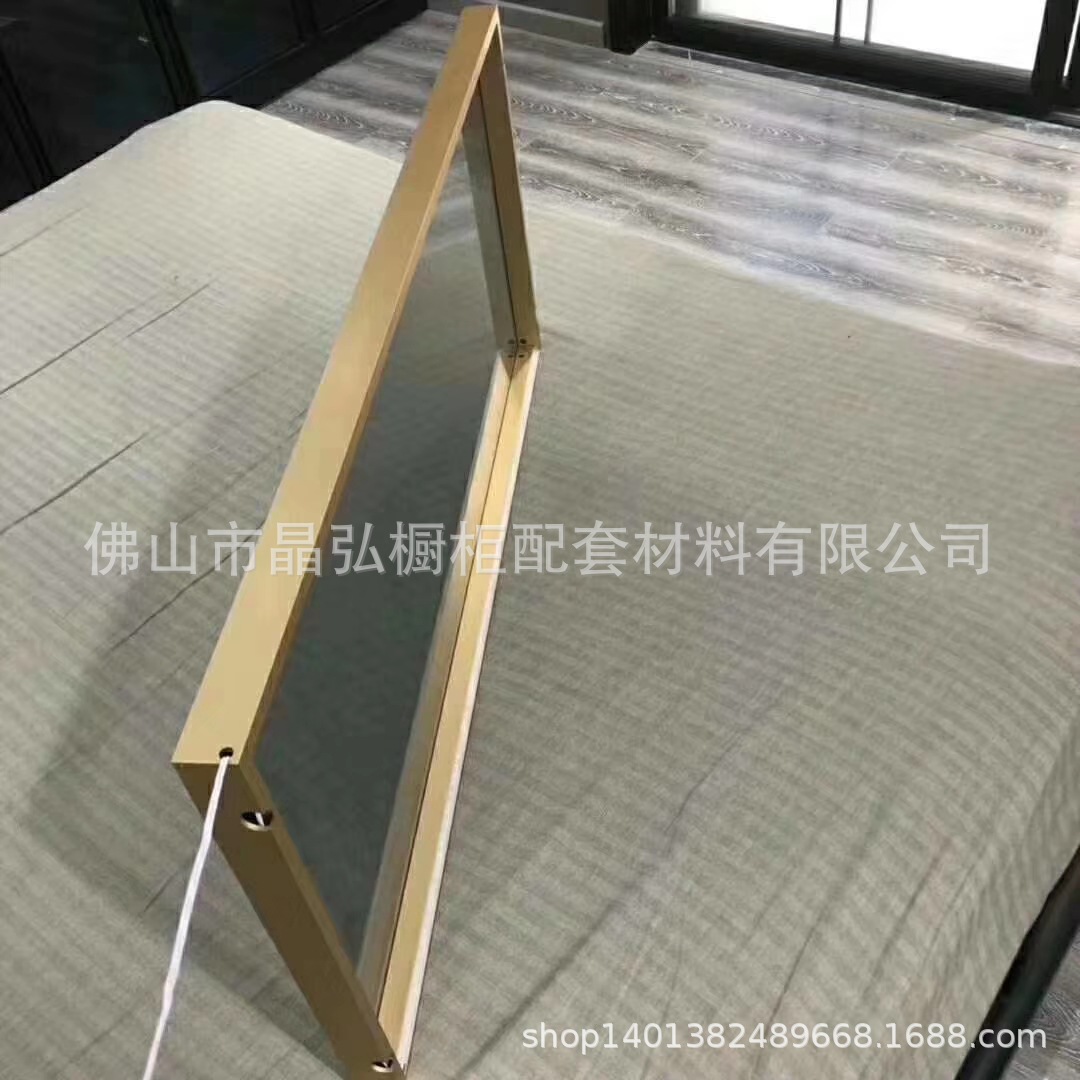 极简玻璃衣柜层板灯铝材带灯槽极简衣柜酒柜铝材意式轻奢风绅士灰