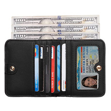 跨境熱銷女士卡包真皮錢夾創意多卡位多功能RFID薄款頭層牛皮錢包