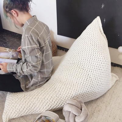 INS北歐新款純手工編織創意純棉豆袋懶人沙發家居榻榻米現貨