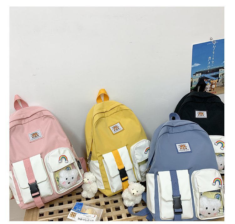 Korean Student Hit Color Backpack Soft School Bag display picture 47