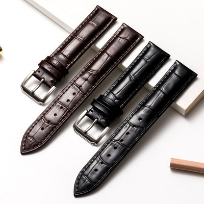 厂家供应外贸头层牛皮手表带 真皮表带男防水防汗针扣钟表配件|ms