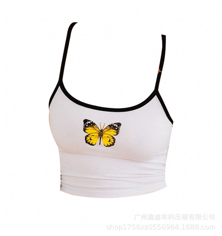 butterfly printing stitching short vest  NSXS37347