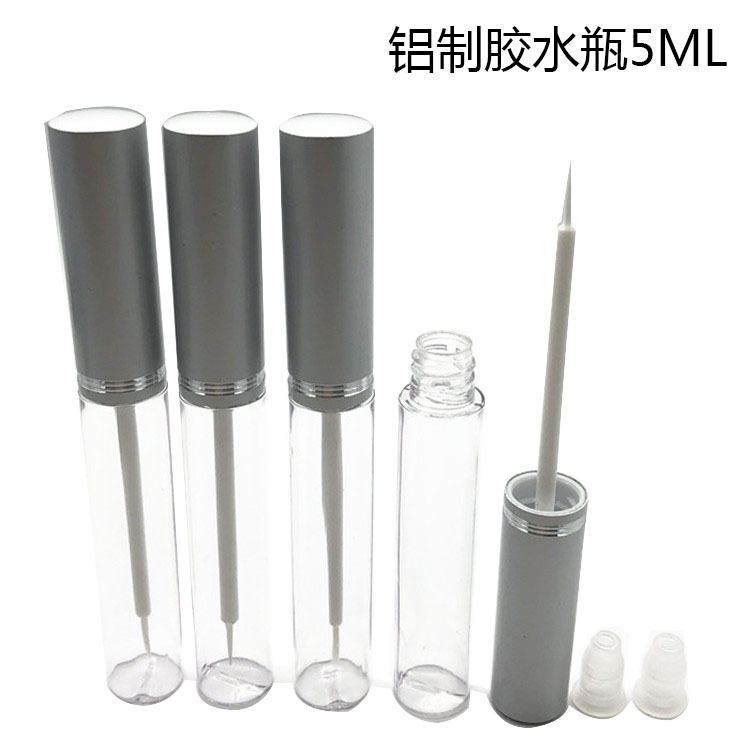 En stock de aluminio cubierta de pelo blanco delineador de ojos 5ml pegamento de pestañas falsas botella vacía líquido de crecimiento de pestañas DIY sub-embalaje tubo vacío