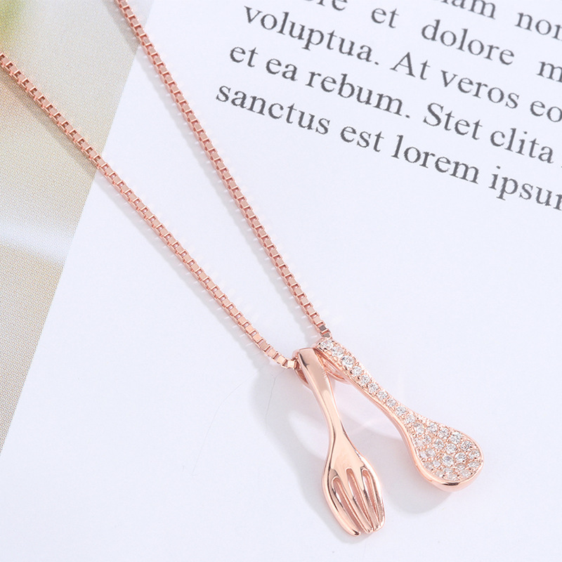 Fork And Spoon Necklace Clavicle Chain Niche Light Luxury Jewelry Wholesale Nihaojewelry display picture 8