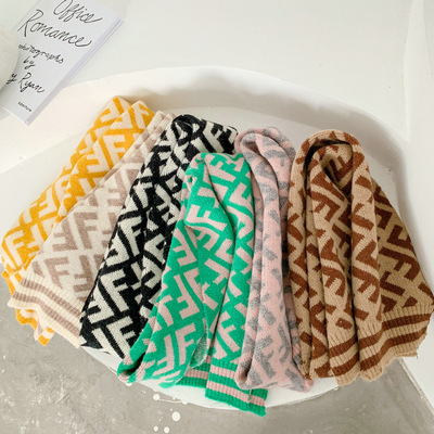 Autumn and winter new pattern children letter Cashmere scarf Korean Edition fashion Simplicity men and women keep warm Collar goods in stock