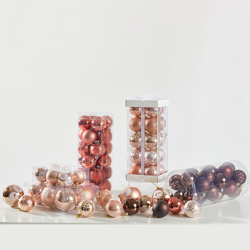 6cm 8cm bola de Navidad naranja bronce pintada bola galvanizada caja de regalo champán oro árbol de Navidad decoración de ventana