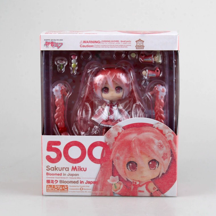 Фигурка (Hatsune Miku Sakura 2015) Q-версия, сменные лица, ПВХ, 10 см с подставкой