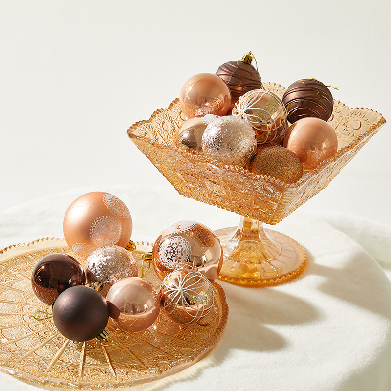 6cm 8cm bola de Navidad naranja bronce pintada bola galvanizada caja de regalo champán oro árbol de Navidad decoración de ventana