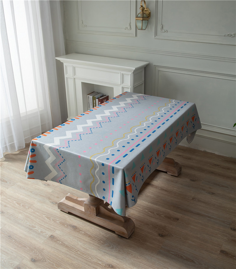 Thickened Polyester Cotton Linen Modern Simple Printed Tablecloth Rectangular Coffee Dining Table Cloth One_voghion.com