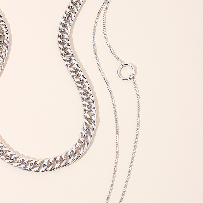 70g Weight Necklace Classification Wedding, Travel Occasion Alloy Material Women'S Gender Simple Style Style White, Gold Color Multi-layered Retro Chain Necklace Women Tide Fashion Personality Hip Hop Medal Pendant Clavicle Chain 7