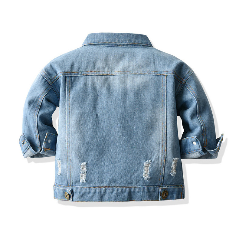 Children's Clothing Early Autumn Denim Clothing Long-sleeved Washed Ripped Denim Jacket display picture 2