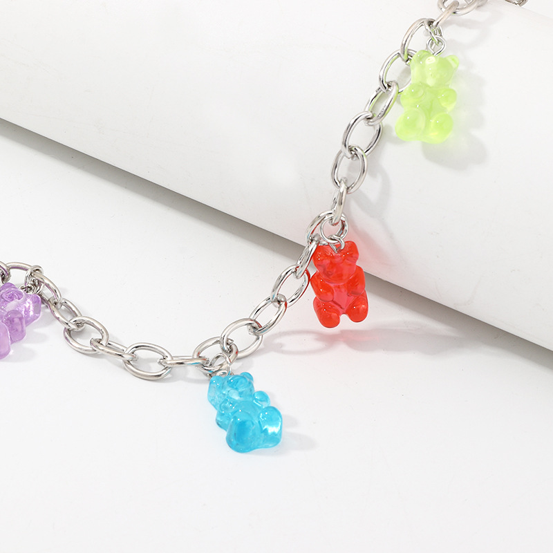 Cute Cartoon Bear Necklace Transparent Resin Bear Pendant display picture 6