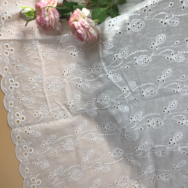 新款全棉工厂现货刺绣棉线满幅镂空衣服连衣裙童装棉布面料