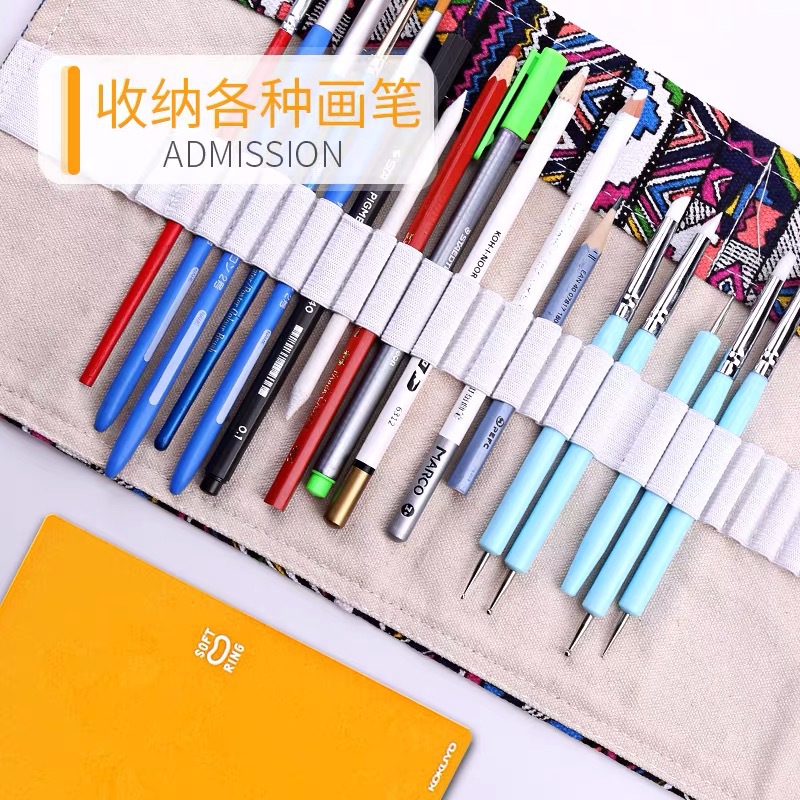 Estuche enrollable de lona para lápices – organizador de 36/72 ranuras, funda protectora para lápices de colores