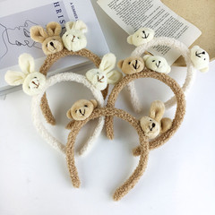 可愛兔子小熊羊羔毛洗臉發箍秋冬天賣萌毛絨頭箍劉海壓發發卡頭飾