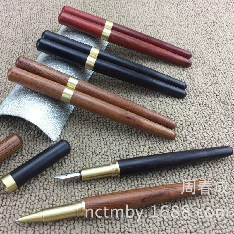 Латунь твердой древесины деревянный знак ручка Ретро сандалового дерева деревообрабатывающая ручка Фабрика реклама подарок гелевая ручка