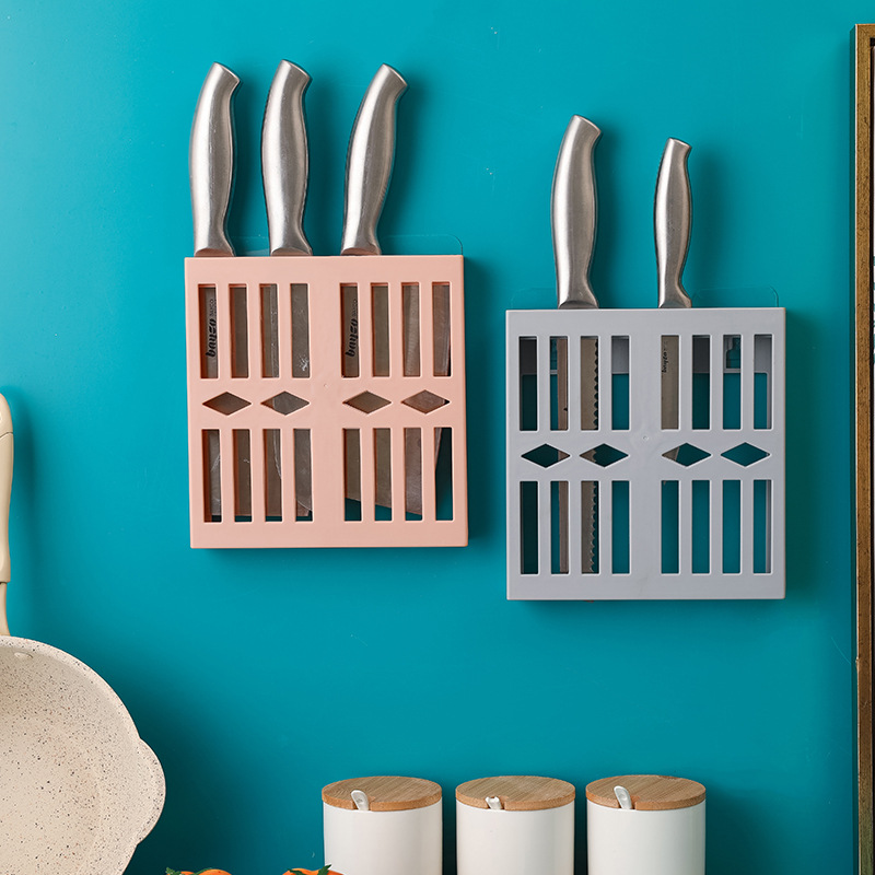 Sostenedor de cuchillo sin perforar suministros de cocina estante de almacenamiento cuchillo invisible socket hogar montado en la pared estante de almacenamiento al por mayor
