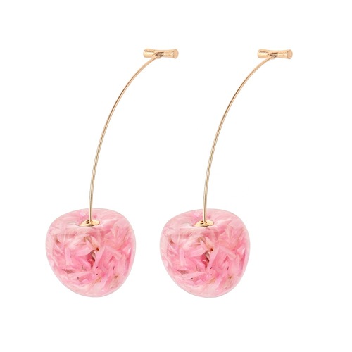 Japan and Korea hot selling cherry dried flower earrings cute resin fruit earrings ins sweet cherry women's earrings wholesale