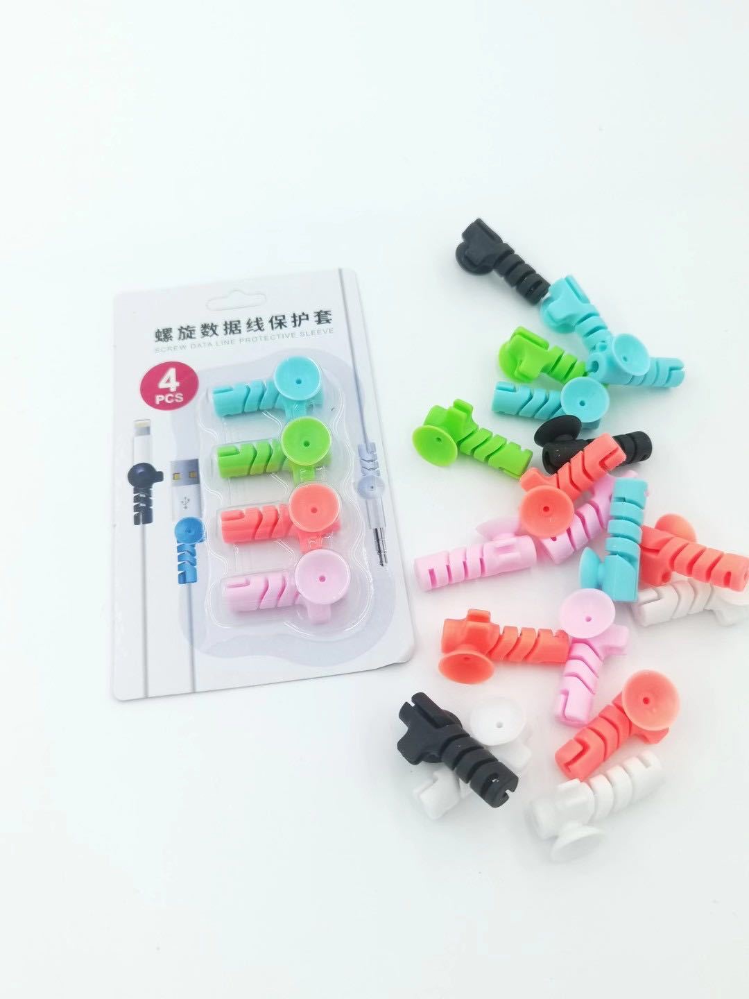 新款吸盘螺旋数据线保护套适用于苹果安卓手机充电线防断裂保护套