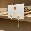 South Korean goods, silver needle flower-shaped, earrings, flowered, silver 925 sample, diamond encrusted