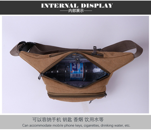 New Outdoor Sports Waist Bag, Thick Canvas Waist Bag, Fitness Running Waterproof Anti-Theft Phone Bag, Large Capacity Chest Bag