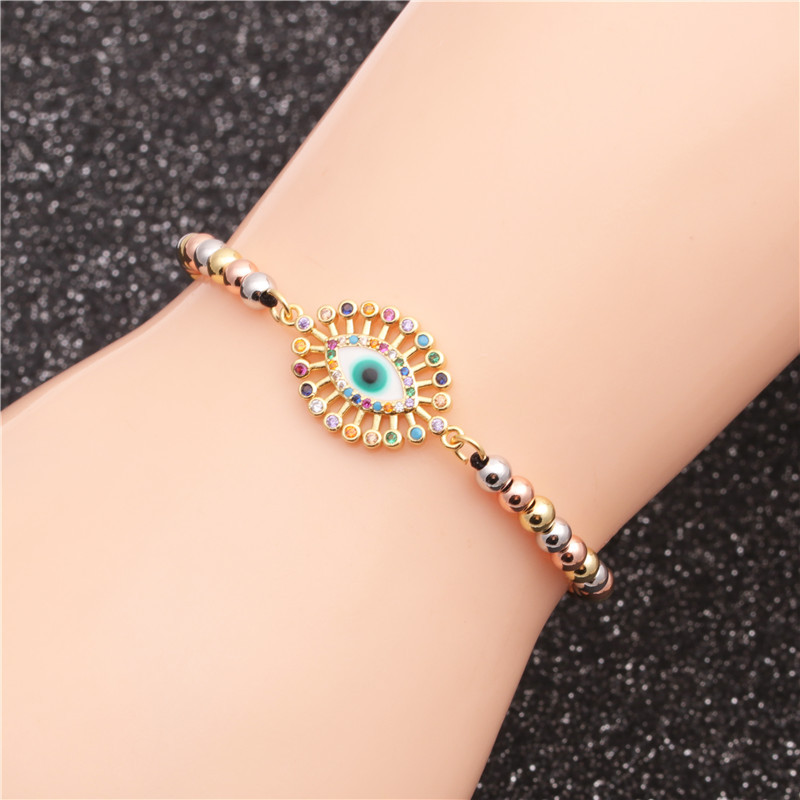 fashion trend new products micro-set zircon evil eye adjustable ladies bracelet wholesale nihaojewel