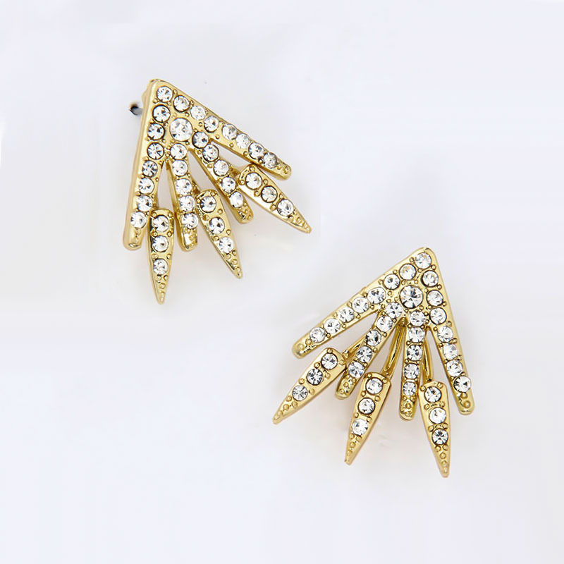 Fashion Alloy Rhinestone Geometric Claws Shape Alloy Stud Earrings display picture 3