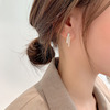 Silver needle from pearl, beads, short small universal fashionable earrings, silver 925 sample