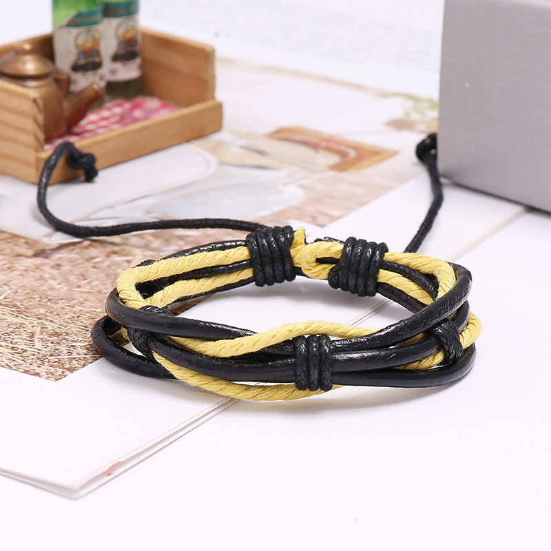 Retro Woven Multilayer Cowhide Bracelet display picture 8