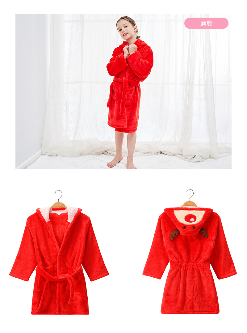 法兰绒儿童吸水浴袍睡袍定制款可爱动物造型源头厂家生产详情24