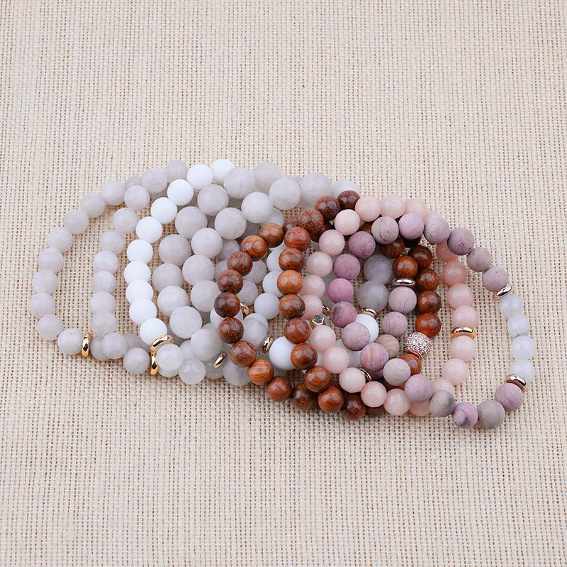 natural stone Material Round Pattern Simple Style Round Natural Stone Bracelets