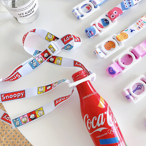 Beverage bottle lanyard, adult kettle strap, portable water bottle buckle to hang mineral water, children's long diagonal rope