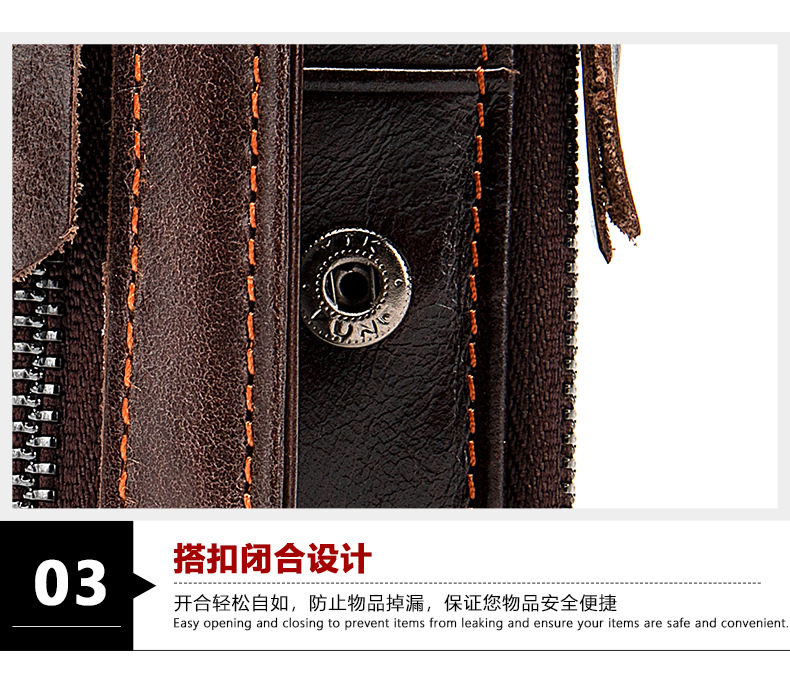 Ví nam da bò thật dạng đứng có khóa kéo, nhiều ngăn đựng thẻ và tiền xu, 9×1,5×11 cm — Cà phê, Cà phê đậm, Màu đen chi tiết 19